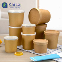 Bol à soupe et récipient alimentaire jetables en papier kraft biodégradable de 26 oz pour restaurant, idéal pour les nouilles et le sucre