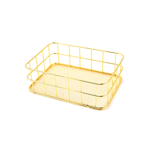 <span class=keywords><strong>Panier</strong></span> de rangement en fil métallique rectangulaire <span class=keywords><strong>doré</strong></span> pour la maison et le bureau, <span class=keywords><strong>panier</strong></span> multifonction en métal - Product Image 3