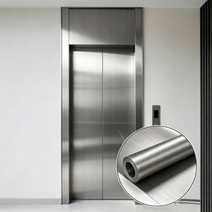Pellicola Decorativa Adesiva in PVC Spesso e Morbido, Effetto Metallo Opaco Spazzolato, per Porte di Ascensori, Frigoriferi e Armadi - Product Image 1