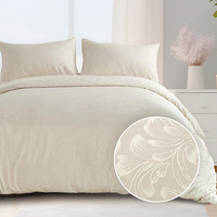 Housse de couette en polyester doux Ensemble de literie 3 pcs King Size Jacquard réversible Ensemble de housse de couette à fleurs