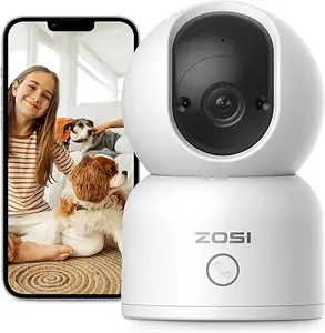 ZOSI 실내 팬 및 틸트 스마트 보안 카메라 2K 360 도 아기 및 애완 동물 모니터 듀얼 밴드 WiFi 홈 캠 보안 카메라