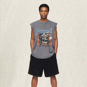 Chaleco Oversize Lavado con Gráfico de <span class=keywords><strong>Castillo</strong></span> Oscuro, Luna y Brújula, Estilo Retro Gótico Streetwear, con Texto 'Dawn Light', Top Hip Hop para <span class=keywords><strong>Hombre</strong></span>, Almacén de EE. UU. - Product Image 3