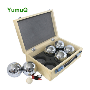 YumuQ Boules complètes Boccia Bocce Ball Set <span class=keywords><strong>Petanque</strong></span> Portable dans une boîte en bois Jeux de plein air - Product Image 1