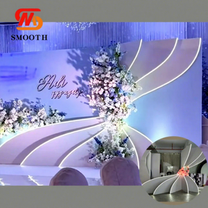 Arco de Boda Moderno y Elegante de Acrílico Blanco, Soporte de Fondo con Diseño de Ondas, Decoración de Pared 3D Duradera y Lujosa - Product Image 1