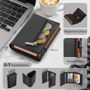 Rfid Anti Demagnetization <b>Metal</b> Card Holder Aluminum Alloy Automatic Ejection Credit Card Bank Card Holder Men's <b>Wallet</b> - Product Image 2