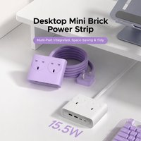 Regleta de enchufes 6 en 1 con protección contra sobretensiones, 13A, enchufe británico, montable en pared, con toma de corriente y puerto USB de 15.5W