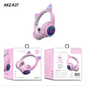 <strong>Cute</strong> Cat Ear Headphones Inalambricos Amplifier Sport In-ear <strong>Earphones</strong> New Tws Wireless Headphones RGB Light TF Card Support K27 - Product Image 3