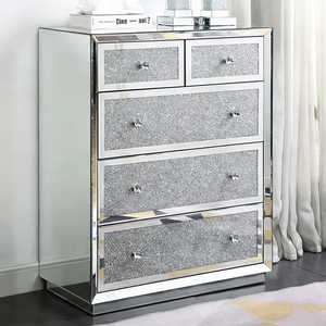 Hot Sale Vxin <strong>Mirrored</strong> WXF-1006 Silver Decor Chest Crushed Diamond <strong>Bedside</strong> <strong>Cabinet</strong> With 5 Drawer for Living Room - Product Image 1