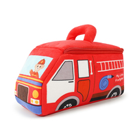 Ensemble de jeu en peluche Chien pompier, avec camion de pompiers en peluche doux, sac de rangement, hydrant, extincteur et hache, jouet d'imitation pour enfants, cadeau