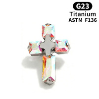 F136 Titanium Glansrijke Kruisvormige Vervangende Top, Hypoallergeen, Binnengewin, Geschikt voor Helix, Kraakbeen en Lip Piercing