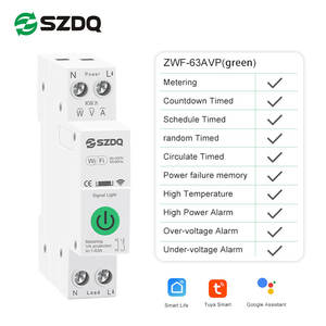 Disjoncteur Intelligent SZDQ 63A 1P+N Mini Interrupteur WiFi Intelligent MCB Compteur d'Énergie en Plastique Surveillance kWh <span class=keywords><strong>Relais</strong></span> Minuterie Contrôle Tuya/SmartLife - Product Image 2