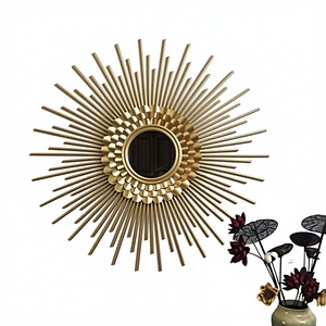 Contemporary <b>Gold</b> <b>Frame</b> Mirror With Metal Art Design And Illumination By Essenza Exports For Home Decor Hotel And Interior Decor - Product Image 1