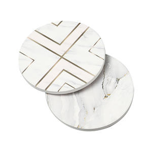 Sous-verres créatifs en céramique ronds blancs, noirs, bleus, verts, roses, gris, absorbants, antidérapants, séchage rapide, napperons de table, origine Suzhou - Product Image 4