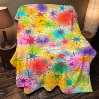 Couverture Polaire Douillette en Flanelle d'Usine, Motif Étoiles Arc-en-ciel Esthétique, Plaid Personnalisé en Polaire pour Lit et Canapé