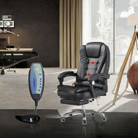 Chaise de bureau ergonomique de direction à prix avantageux avec massage 7 points, en cuir PU moderne, acier inoxydable, hauteur réglable et repose-pieds