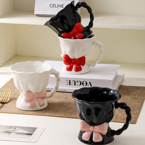 Original High-Color Value Bow Keramik becher Exquisite Haushalts becher Nachmittags tee Kaffee Wasser Bier Ein Teller Anzug Senden Freundin - Product Image 4