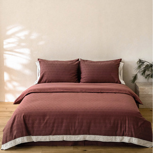 Light Linen Bedding Set 20% Linen Cotton Jacquard Geometric Pattern All Seasons - Product Image 1