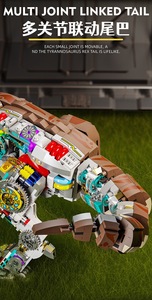 Modèle <span class=keywords><strong>de</strong></span> blocs <span class=keywords><strong>de</strong></span> construction semi-mécaniques Meiji T-Rex, jouet <span class=keywords><strong>de</strong></span> dinosaure à assembler soi-même, jouet <span class=keywords><strong>de</strong></span> dinosaure à articulations mobiles pour enfants, cadeau - Product Image 4