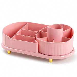 Cosmetic <b>Storage</b> Box <b>With</b> Divided Compartments For Makeup Brushes Lipsticks Skincare Products On <b>Dressing</b> <b>Table</b> - Product Image 1