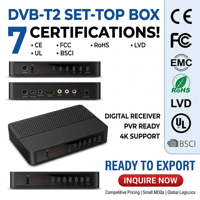 Factory OEM ODM HD DVB-T2 Decoder Digital TV Receiver H.265 DVB T2 FTA Set Top Box 1080p PVR Europe DVB-T2 TV Box
