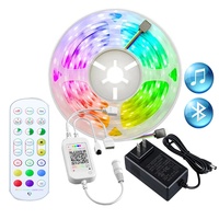 Bande lumineuse LED Rgb, bluetooth intelligent, étanche, Flexible, LED, musique, avec télécommande, vente en gros, 5M 10M, 12V, 5050