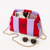 Bolso de punto tipo dumpling con tela de rizo a rayas, correa de cadena, bandolera, logotipo personalizado, OEM ODM, venta al por mayor, bolso hobo, bolso de media luna, bolso de mano
