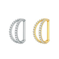 Anneau de nez articulé en titane F136 G23, demi-anneau en forme de D, 16G, zircon rond, bijoux de piercing pour femmes, tragus, cartilage, daith