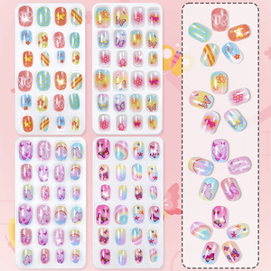 Set de <span class=keywords><strong>Uñas</strong></span> Postizas para Niñas, 120 Piezas, con Brillantina, Diseños de Dibujos Animados, con Adhesivos de Gelatina, Lima de <span class=keywords><strong>Uñas</strong></span>, Regalo de Manicura DIY para Niñas - Product Image 4