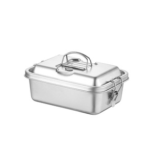 Boîte à lunch rectangulaire portable en acier inoxydable 304 à double couche avec couvercle et compartiments, idéale pour l'école, compatible micro-ondes - Product Image 3