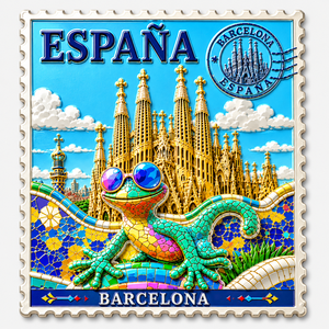 Imán de Resina 3D de <span class=keywords><strong>Barcelona</strong></span>, España, con Diseño Creativo de Gecko, Estampado y Mosaico, Souvenir de Viaje, Regalo - Product Image 1