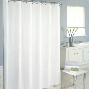 Polyester/Cotton Blend Fabric Shower Curtain Rustproof Metal Grommets Showers Bathroom Curtain