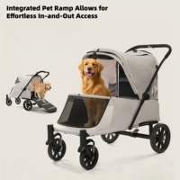 Poussette pliable à 4 roues autopropulsée pour animaux de compagnie, avec capacité de montée, pour petits chiens âgés et sorties PC408