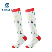 Kaos Kaki Kompresi Natal Logo Kustom Setinggi Lutut Stoking Kompresi Bertingkat Grosir Kaos Kaki Natal Rusa Natal