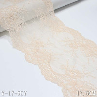 Dentelle extensible française à motif floral de 18 cm de large pour vêtements, sous-vêtements et robes
