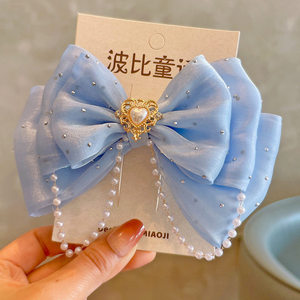 Fermaglio per capelli 3D Poppy Fairy Tale Internet Celebrity Fugitive Princess con fiocco di perle, accessorio per capelli per bambini - Product Image 2