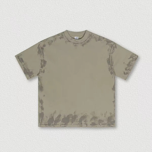 T-shirt unisexe vintage teint à la boue, coton épais 305 g/m², grande taille, coupe oversize, imprimé délavé pour homme - Product Image 2