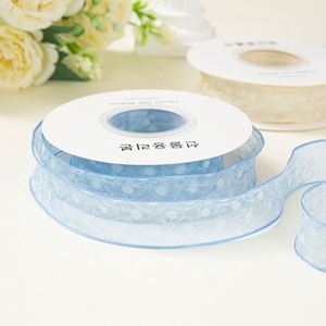 Ruban en organza froissé à bords colorés de 2,5 cm pour vêtements, chapeaux de paille, boîtes cadeaux, bouquets de fleurs, décoration DIY, cheveux - Product Image 4