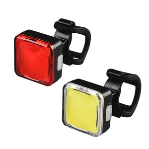 Type C USB Rechargeable COB LED Bicycle Accessories Front And Rear light Set Waterproof Bike Rear Light With Silicone Strap