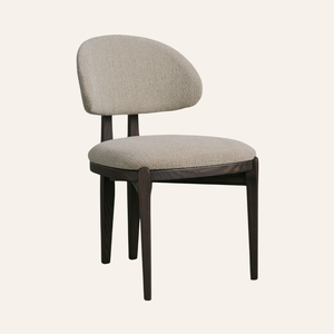 Contemporary Teak Wood <b>Upholstered</b> Dining <b>Chair</b> with Fabric Seat Minimalist Modern Dining Furniture for Home Restaurant Cafe - Product Image 1