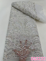 Vente en gros de tissu en dentelle perlée violette pour robe de soirée de mariage robes de mariée en tissu de dentelle africaine brodée de luxe