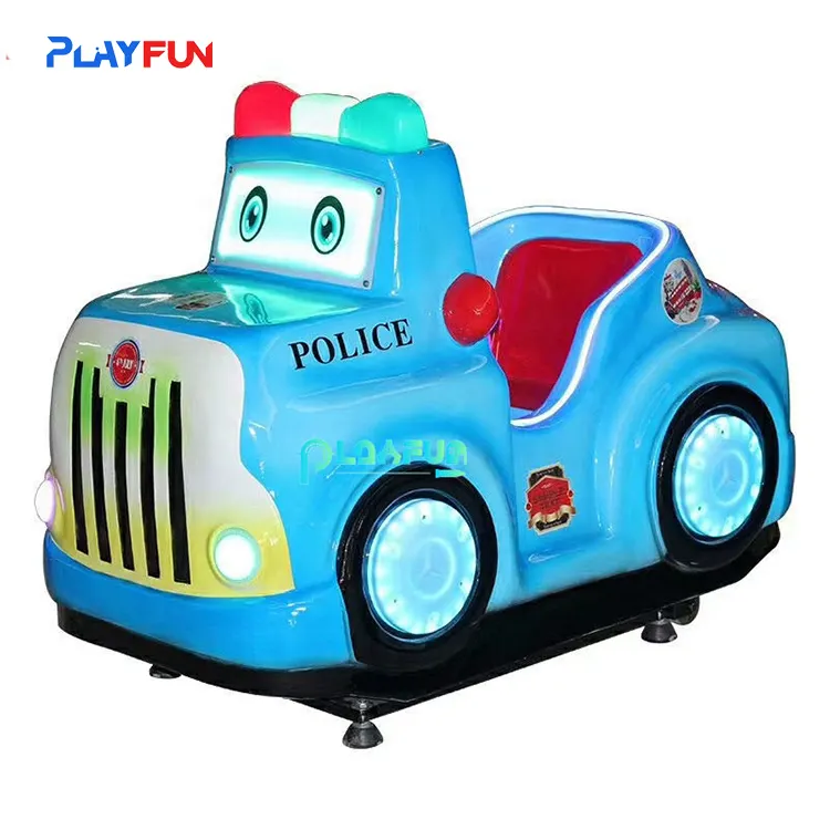 Carro balanço de polícia azul para crianças, balanço, carnaval, diversões, carro, interativo arcade, moedas, jogos, máquina