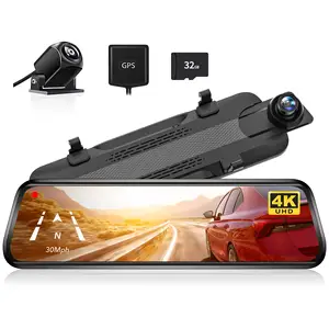 Wolfbox G930 High Quality Dual Lens Front And Rear 4k Car Mirror Dash Cam With Gps Tracking System