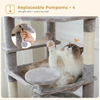 Arbre à chat de luxe moderne et spacieux avec poteaux à gratter en sisal, perchoirs en peluche et hamac pour chats d'intérieur