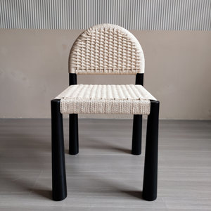 <span class=keywords><strong>Chaise</strong></span> de salle à manger design en abaca en bois moderne <span class=keywords><strong>noire</strong></span> chaises d'événement de fête de mariage <span class=keywords><strong>chaise</strong></span> à dossier tressé - Product Image 1