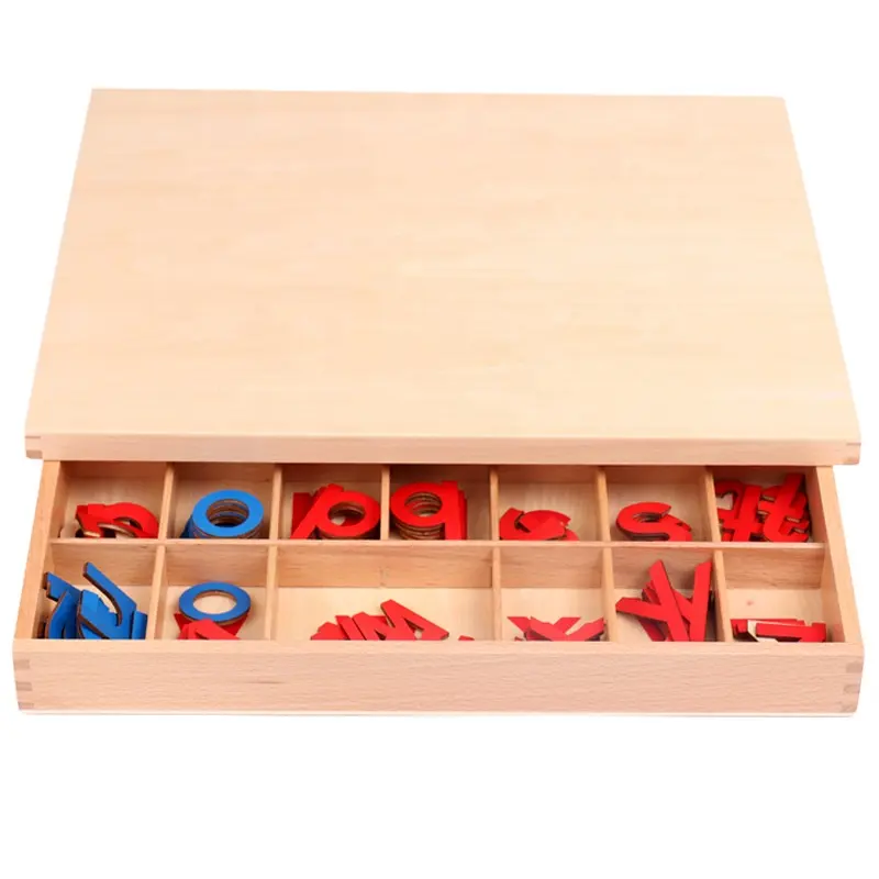 Matériel montessori en bois non toxique, multifonctionnel, préscolaire, jouets en papier de verre, lettres, jouets d'enseignement en arabe