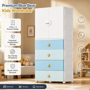 Cassettiera in Plastica per Bambini, Design Carino a Forma di Coniglio, Organizzatore per Vestiti, <span class=keywords><strong>Armadio</strong></span> Blu per <span class=keywords><strong>Cameretta</strong></span> - Product Image 1
