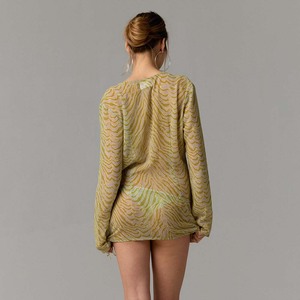 Robe en mousseline de soie imprimée pour femmes, col en V profond, extensible, mini, pour la plage et les vacances - Product Image 4