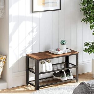 YQ FOREVER Shelves <strong>Seat</strong> Entryway Living Room Hallway Accent Furniture Steel Frame Shoe <strong>Storage</strong> <strong>Bench</strong> - Product Image 1