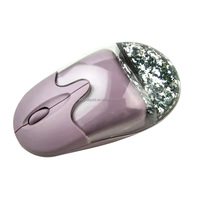 Souris filaire USB personnalisée en acrylique fantaisie avec liquide aquatique, motif animal, forme ovale, multicolores
