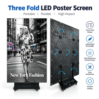 Écran d'affichage LED pliable à commande Wi-Fi P1.86, écran publicitaire pliable en trois parties, affichage numérique d'intérieur, écran d'affichage